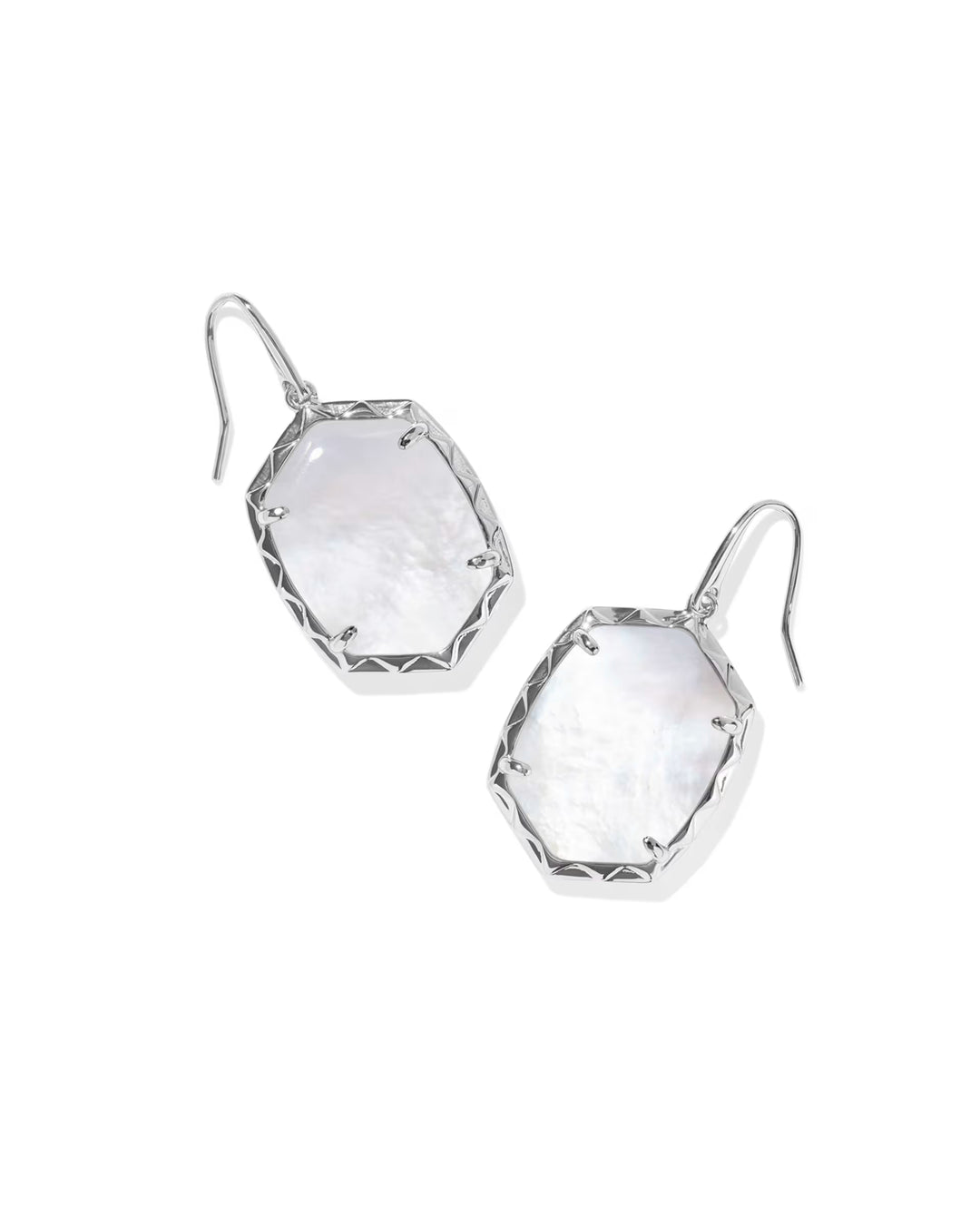 Daphne Drop Earrings Rhodium Ivory MOP