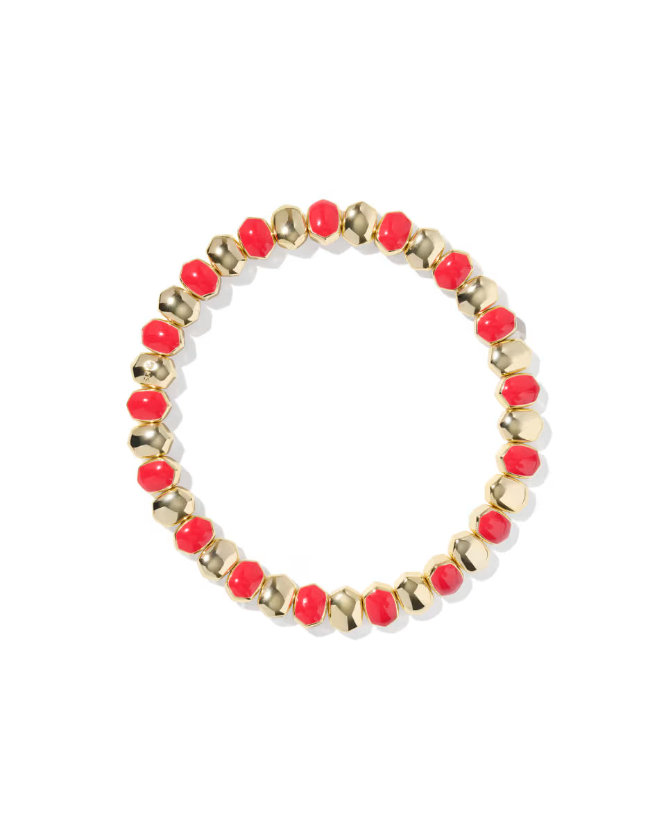 Daphne Stretch Bracelet Gold Red Enamel