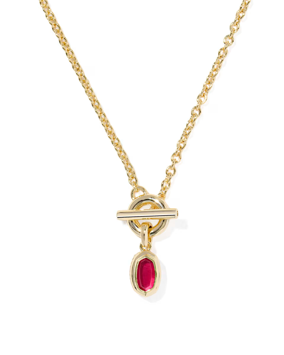 Mini Elisa Toggle Pendant Necklace Gold Carmine Red Illusion