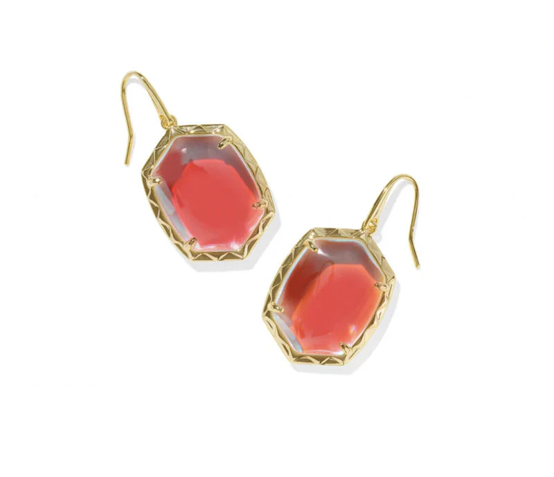 Daphne Drop Earrings Gold Dichroic Glass