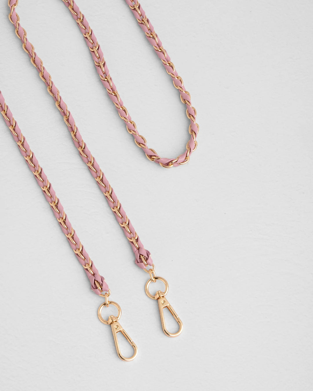 Pom Pom Strap Gold Chain Pink Weave