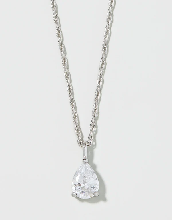 SLV Shine Necklace 18" Exceptional/ Pear Silver