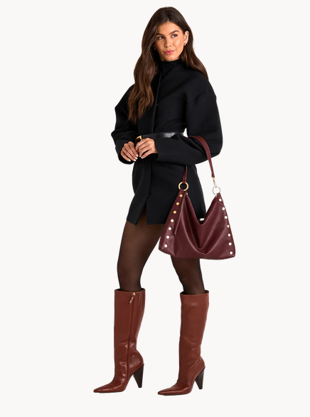 Kyle Large Shoulder Bag Cherrywood Pebble Brushed Gold