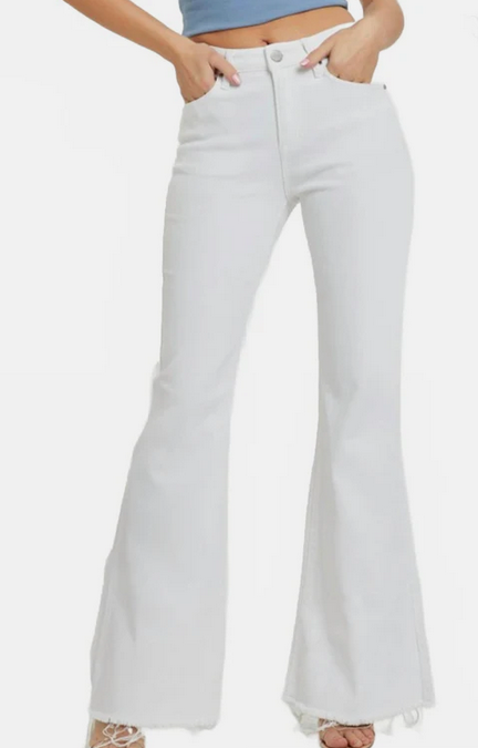 Tummy Control Low Rise- Flare Jeans White