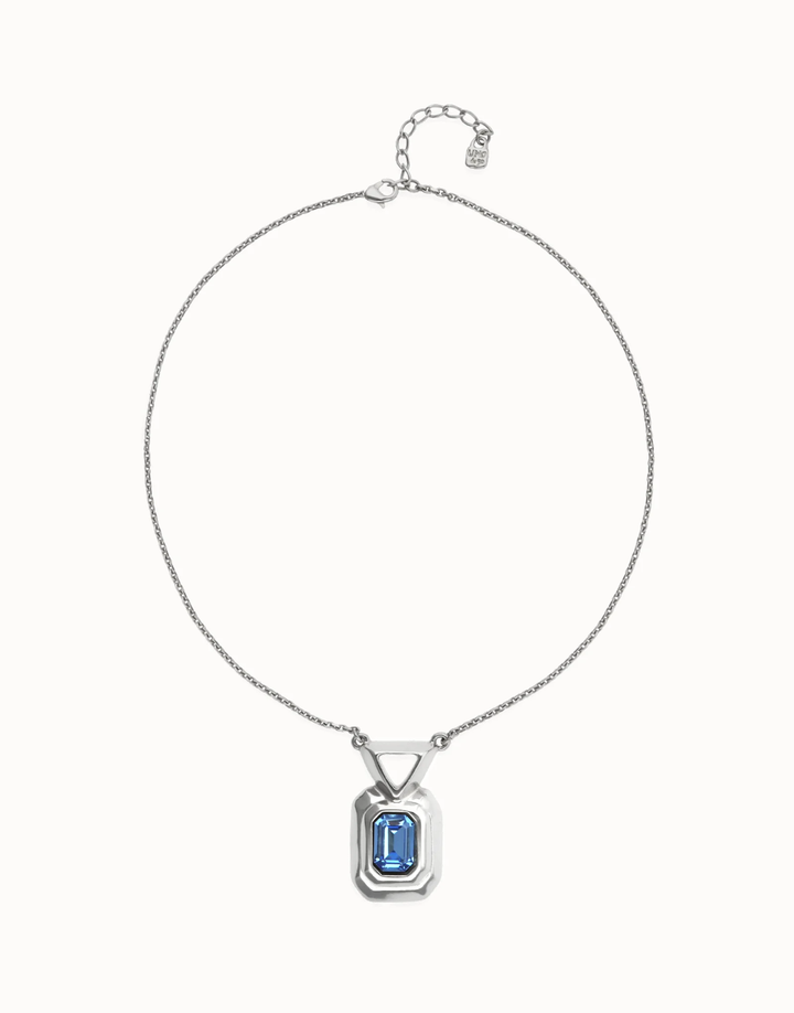 Core Necklace with Rectangular Blue Faceted Crystal