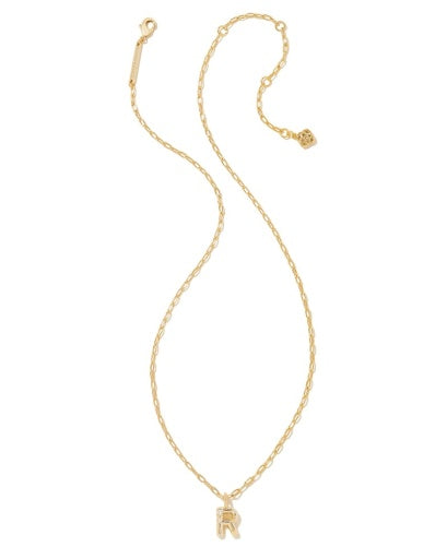 Crystal Gold Metal Pendant Necklace LETTER R