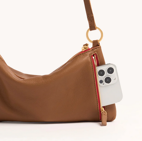Kyle Small Bag Mahogany Pebble/Brushed Gold Red Zip