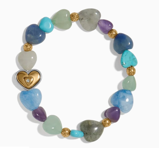 One Heart Multi Heart Bead Stretch Bracelet