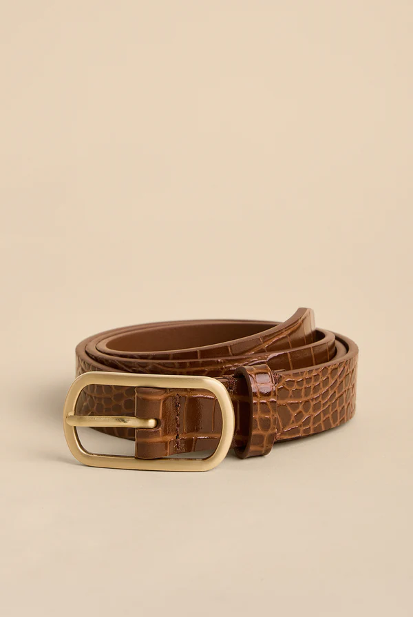 Siren Thin Belt Croc Brown M