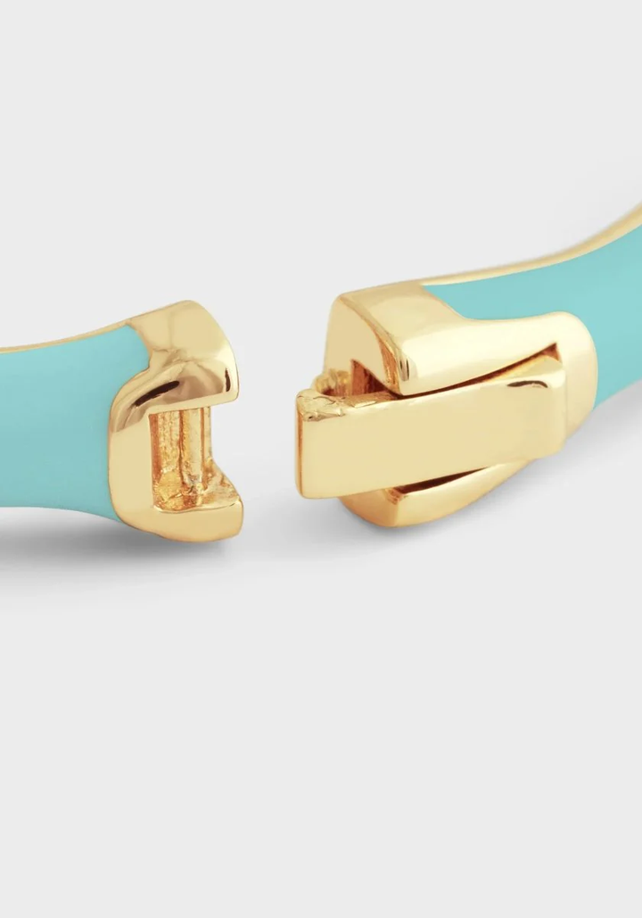 Anabel Aram Bamboo Enameled Hingled Bangle Turquoise