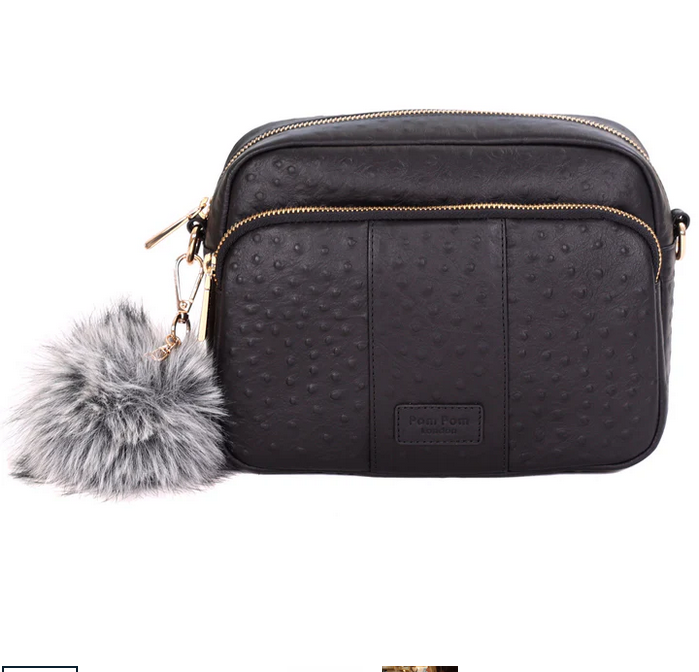 Pom Pom London Original Plus Bag Ostrich Black