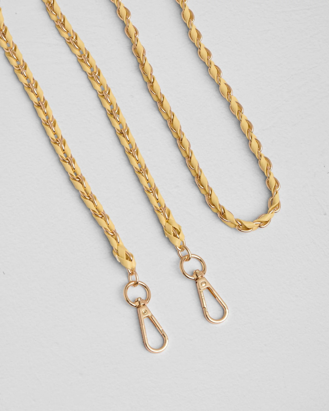 Pom Pom Strap Gold Chain Straw Weave