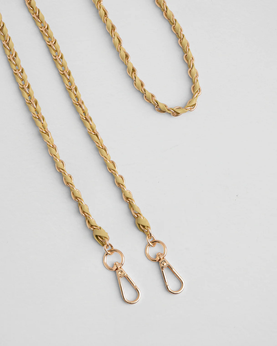 Pom Pom Strap Gold Chain Pale Fern Weave