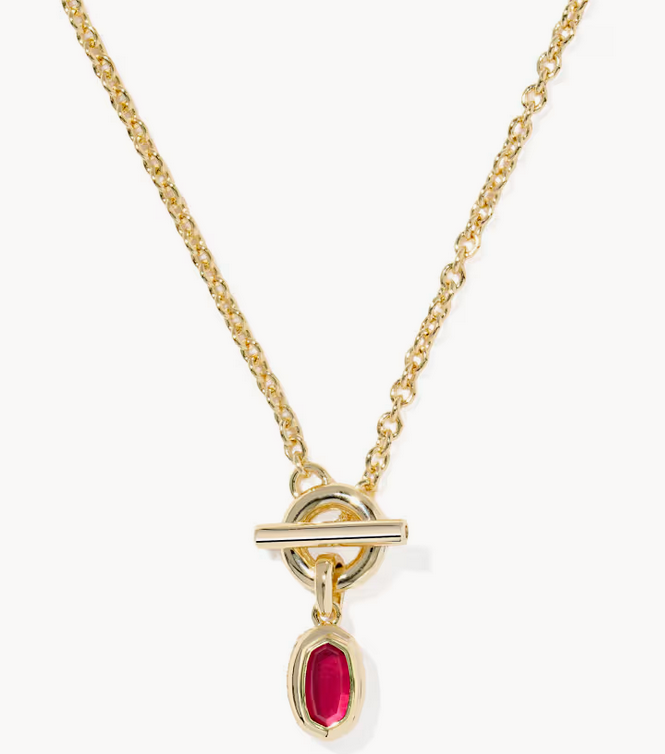 Mini Elisa Toggle Pendant Necklace Gold Carmine Red Illusion