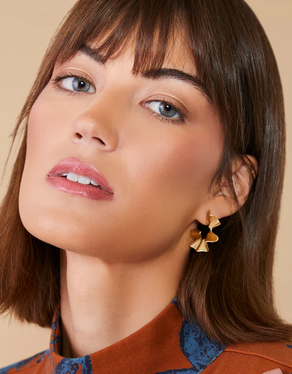 Ruffle Hoop Earrings Gold