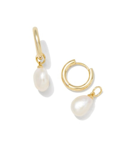 Willa Huggie Earring White Pearl Gold