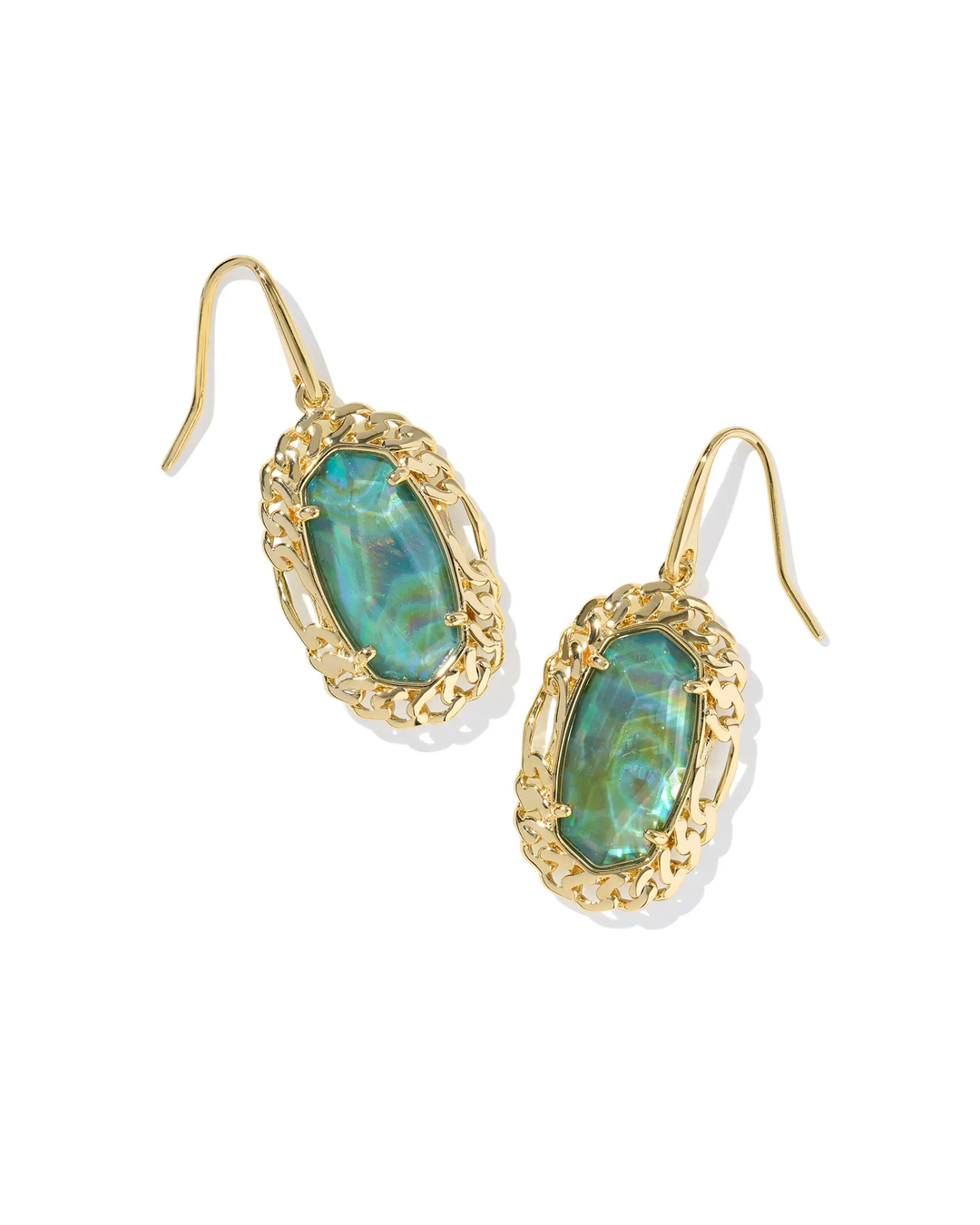 Dani Figaro Frame Drop Earring Deep Aqua Illusion Gold