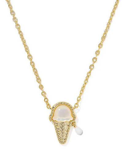 Ice Cream Short Pendant Necklace Ivory MOP Gold