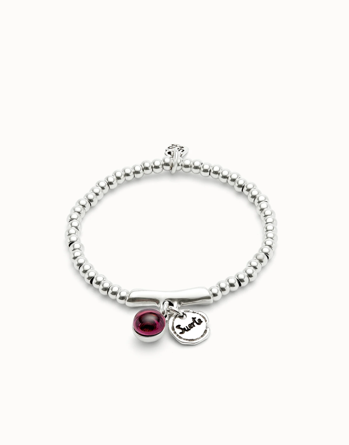Ser Fascinante Bracelet with Purple Murano Glass and Suerta/Lucky Medium