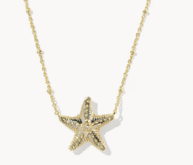 Parker Starfish Short Pendant Necklace Natural MOP Gold