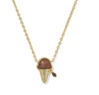 Ice Cream Short Pendant Necklace Brown Magnesite Gold