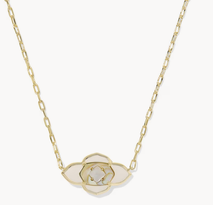 Abbie Medallion Short Pendant Necklace Neutral Mix Gold