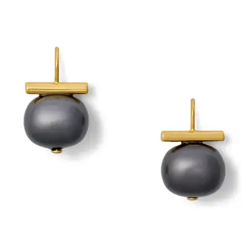 Classic Forever Fave Pebble Pearl Earrings- Noir Black