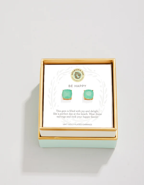 Sea La Vie Stud Earrings Happy/Sea Green Gold