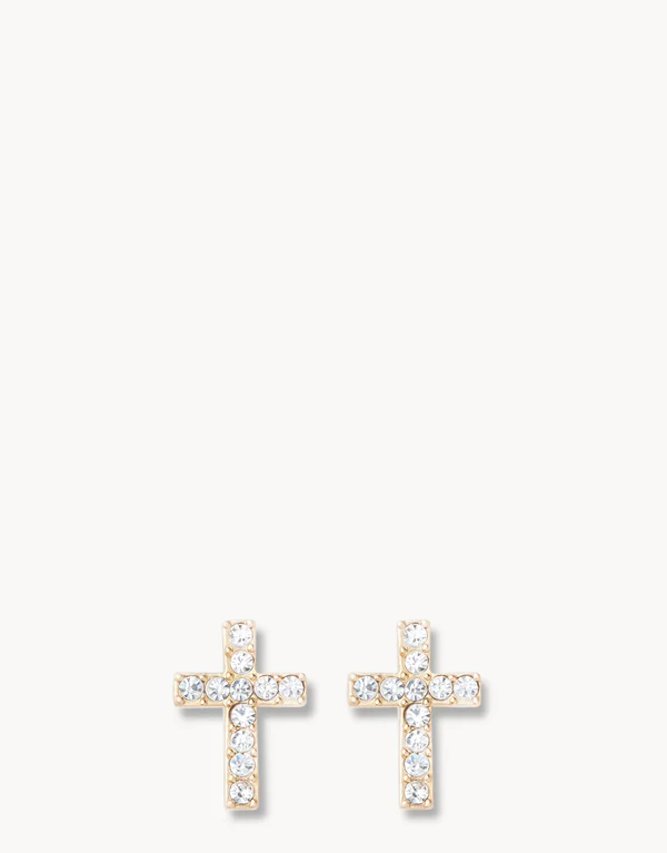 Sea La Vie Stud Earrings Have Faith/Cross Gold