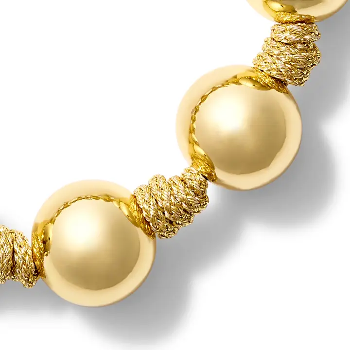 Gold Ball + Pearl Knotting Bracelet