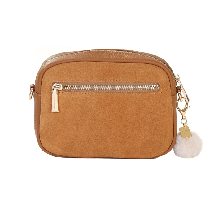 Pom Pom London City Suede & Leather Bag Maple