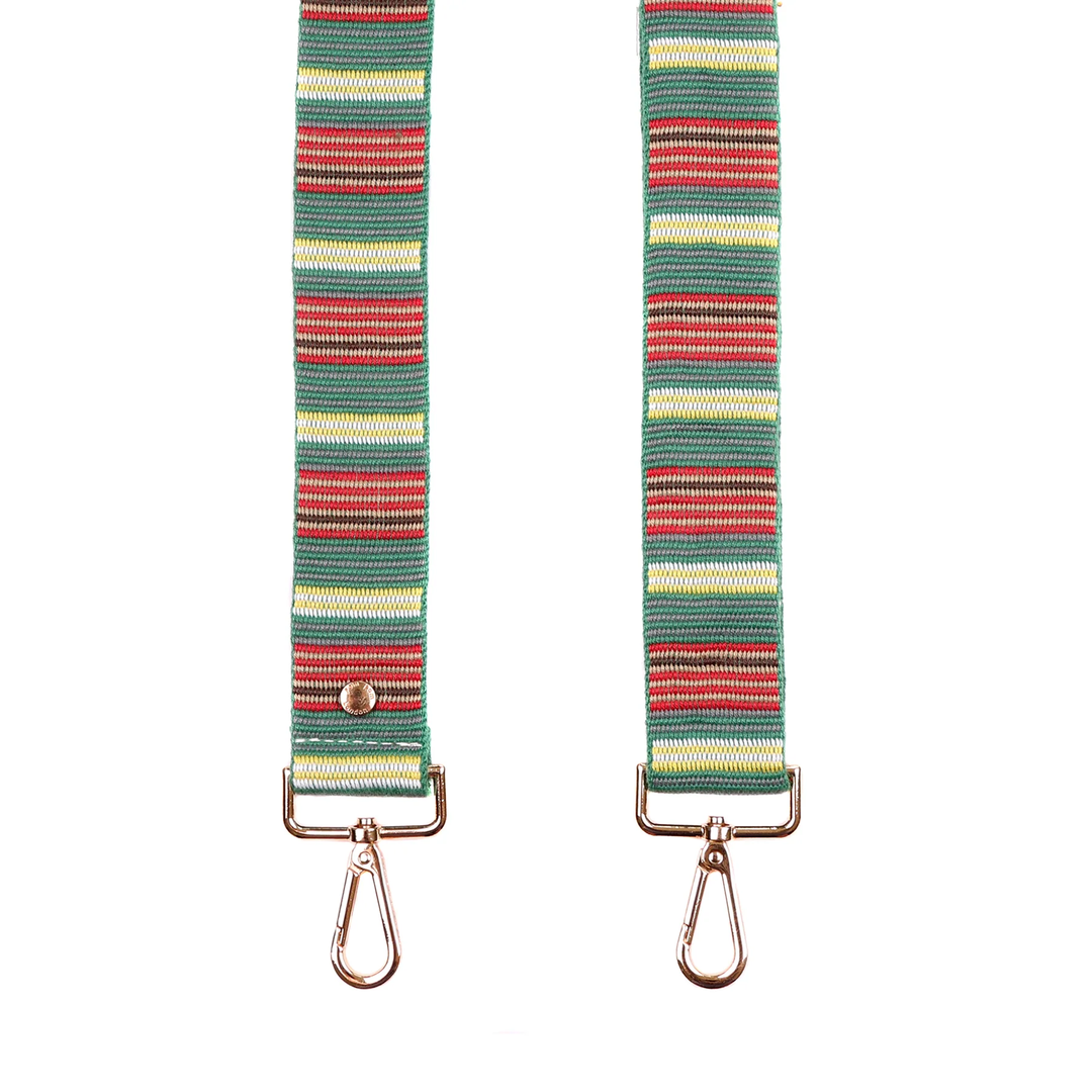 Pom Pom Strap Green Multi Stripe