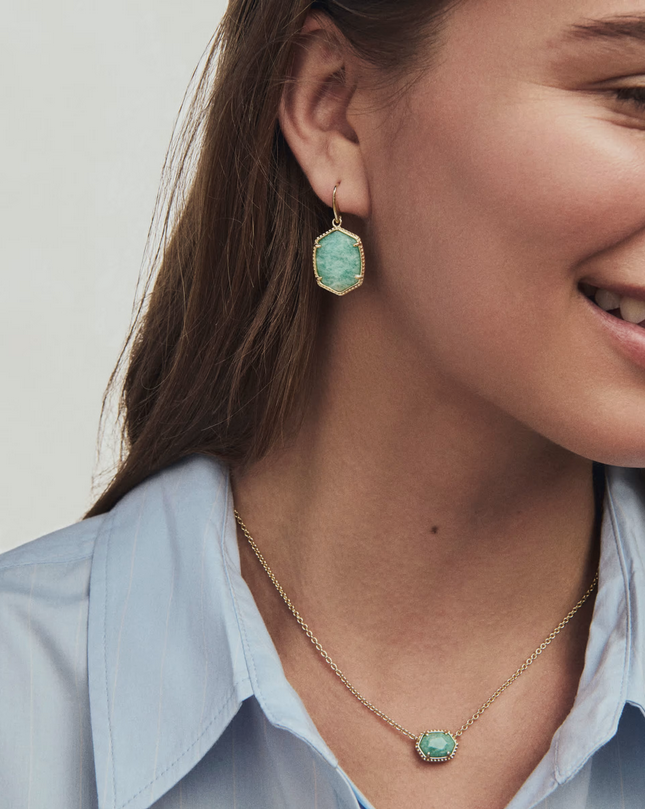 Daphne Frame Drop Earring Teal Amazonite Gold