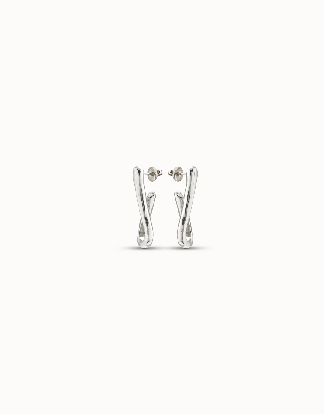 For U Link Shaped Hoop Earrings Silver