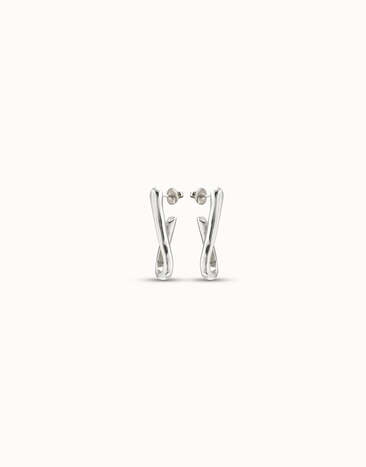 For U Link Shaped Hoop Earrings Silver