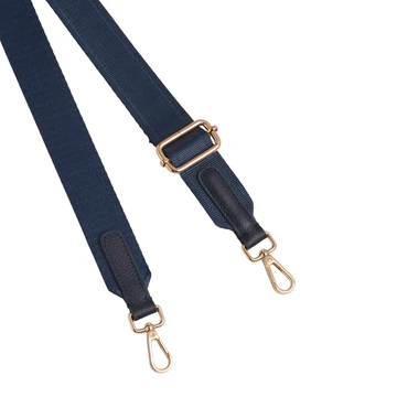 Pom Pom Strap Leather Tab Navy