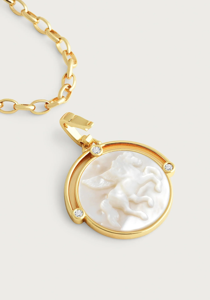Anabel Aram Pegasus Mother of Pearl Coin Charm