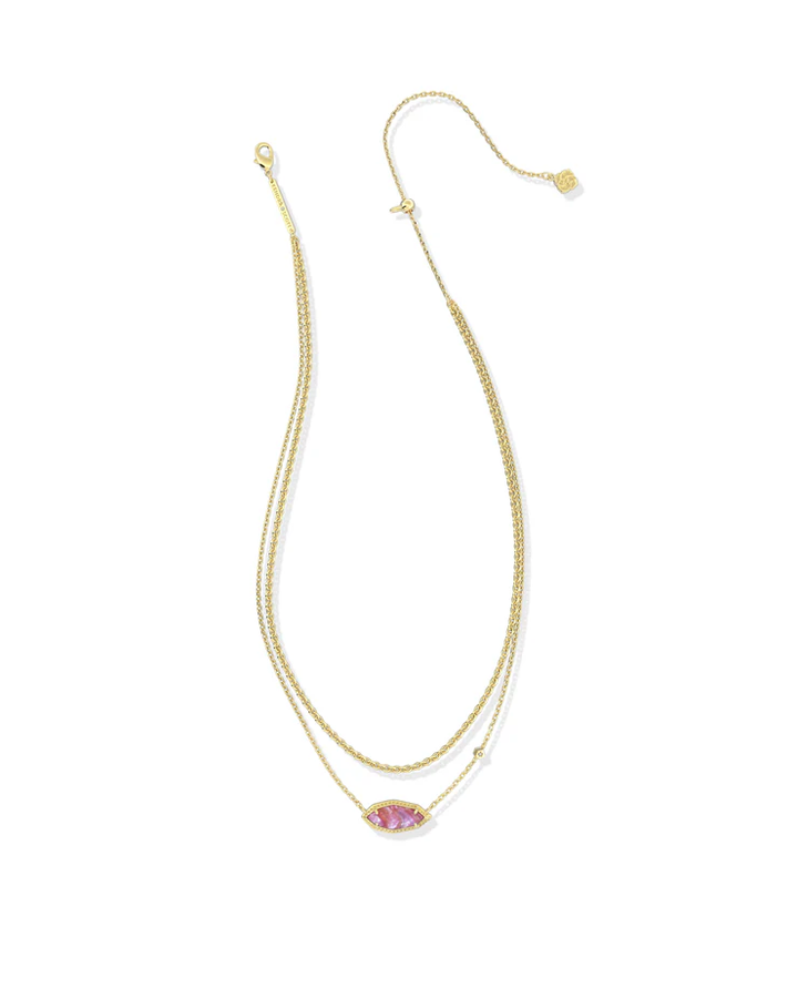 Ophelia Multi Strand Necklace Light Mauve Illusion Gold
