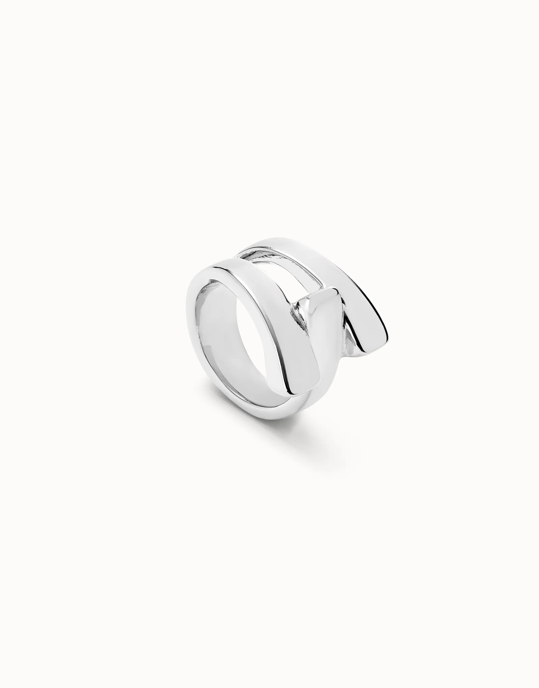 Ser Original Ring with Curved Lines Silver Size 8.5