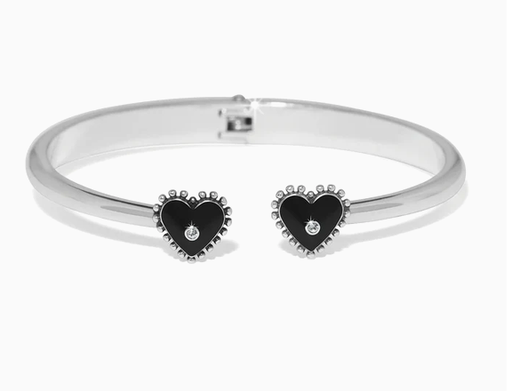 Pretty Tough Amour Heart Open Hinged Bangle Silver