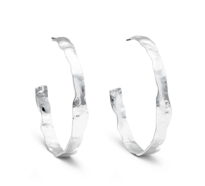 Wendy Silver Hammered Hoop
