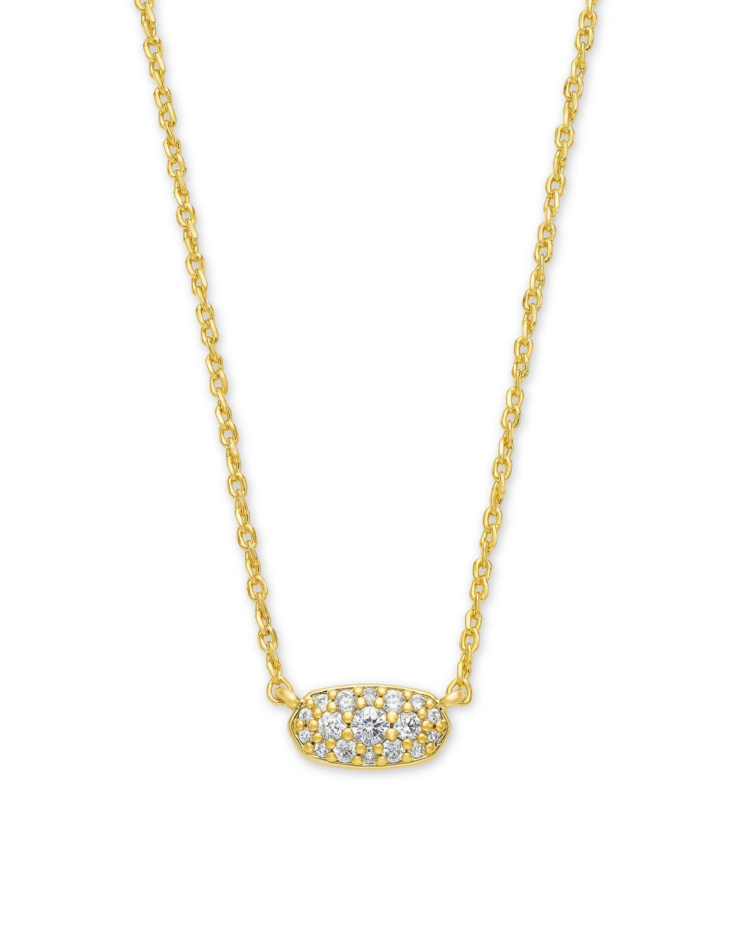 Grayson Crystal Pendant Necklace Gold Metal White CZ