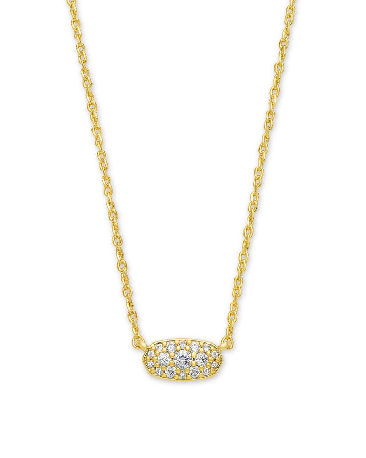 Grayson Crystal Pendant Necklace Gold Metal White CZ