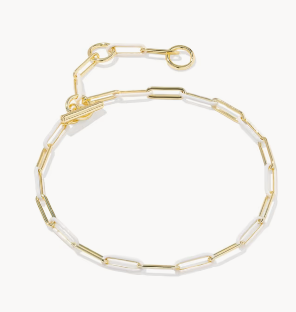 Courtney Enamel Link Bracelet Gold White Enamel