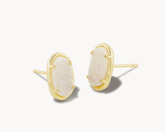 Grayson Stud Earrings Gold Iridescent Drusy