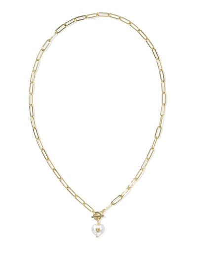 Sasha Heart Short Pendant Necklace Freshwater Cultured Pearl Gold