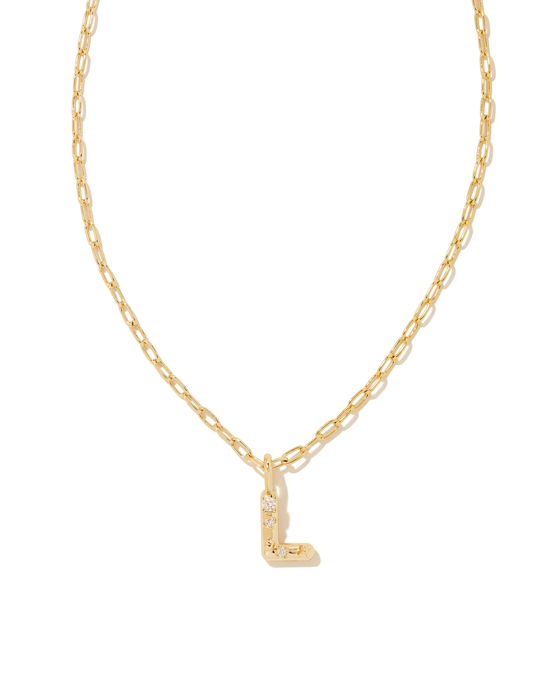 Crystal Gold Metal Pendant Necklace LETTER L