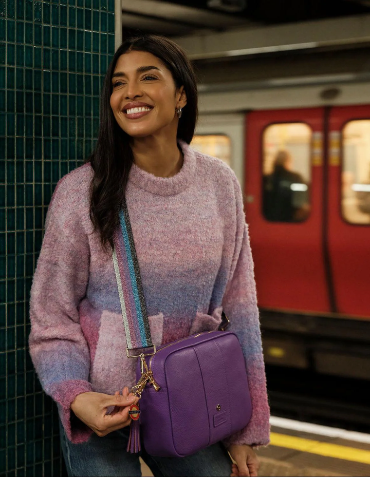 Pom Pom City Plus Bag with Special Keyring and Dust Bag Elizabeth Line Purple