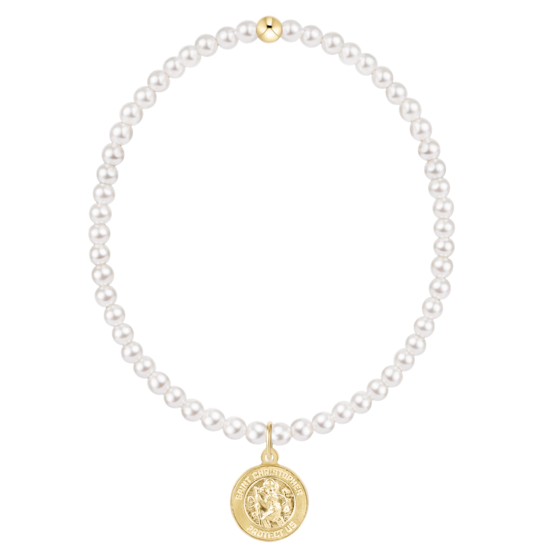 Classic Pearl 3mm Bracelet Protection Gold Disc