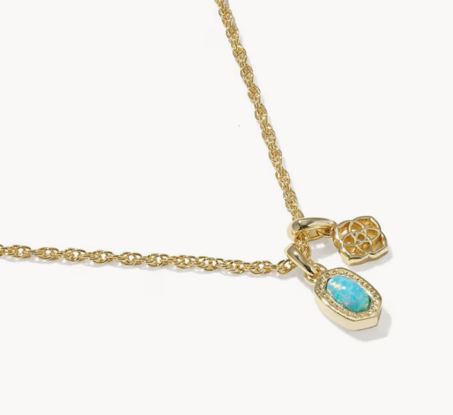 Mini Elisa Dira Necklace Blue Opal Gold